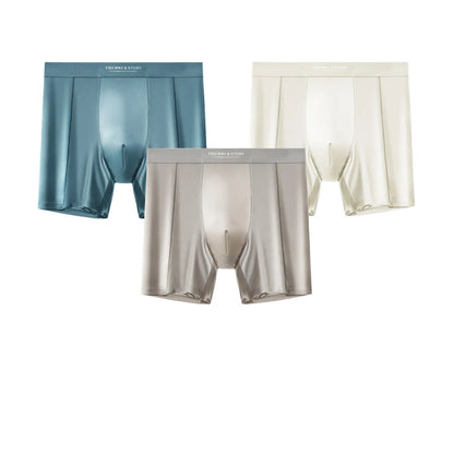 3PCS/Pack Luxury Satin-like Boxers Man Cool Ice Silk Antibacterial Breathable Quick-dry Underwear High Elastic