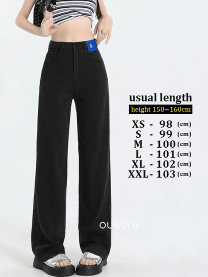 New Summer Soft Lyocell Jeans Women Blue Khaki White High Waist Straight Thin Wide Leg Denim Pants Y2k Loose Female Clothing 2XL