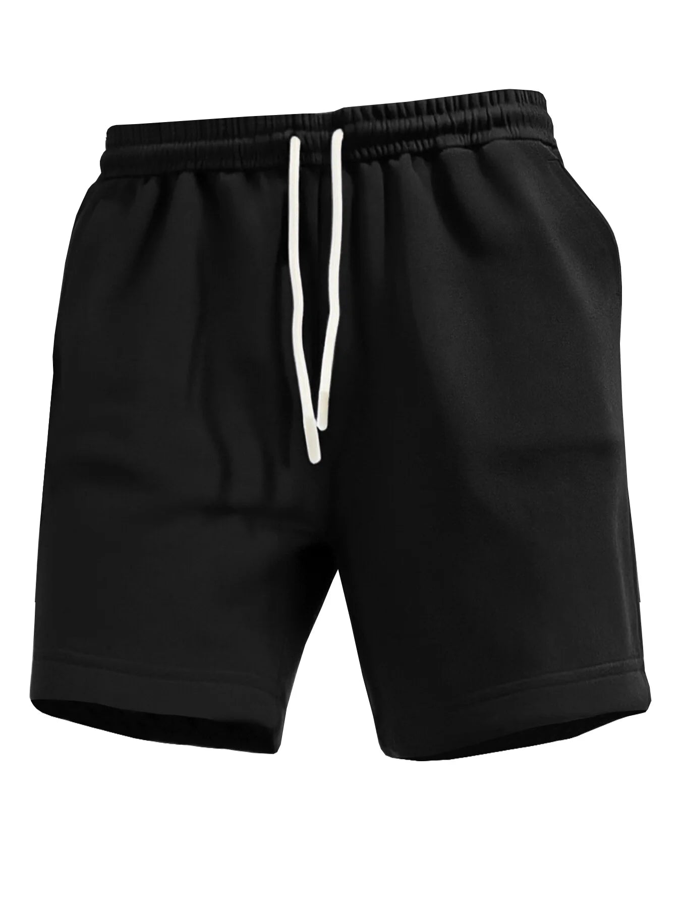 3-piece men's shorts, summer solid color drawstring waist