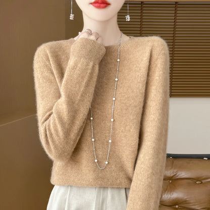 Women 100% Merino Wool Sweater New Fashion O-Neck Pullover Tops Basic Jumper Autumn Winter Woman Cashmere Sweater Knitted Blouse