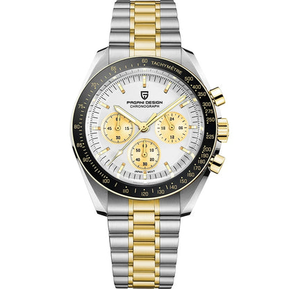 PAGANI DESIGN New Retro Red Watch Luxury Quartz Watches For Men Stainless steel Luminous AR Sapphire crystal Chronograph Man