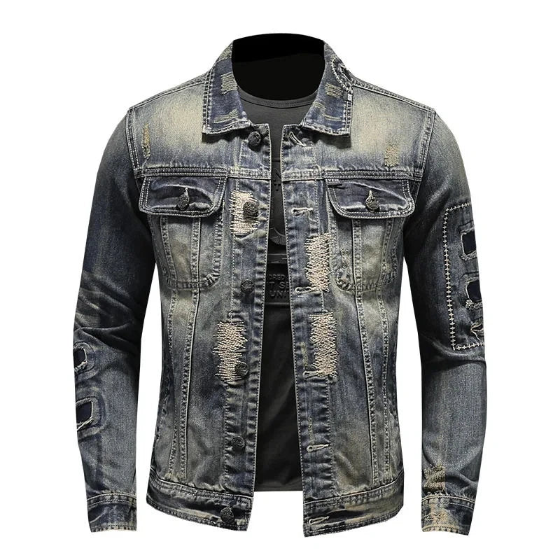 2026 winter denim jacket male Fashion Trench Coat Trend Jacket Men's Casual jackts men classic style denim Coat men full M-4XL