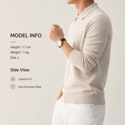 Men's Wool Blend Polo Sweater Heavyweight Warm Knitwear Anti-Pilling Soft Touch Long Sleeve Pullover Autumn Winter