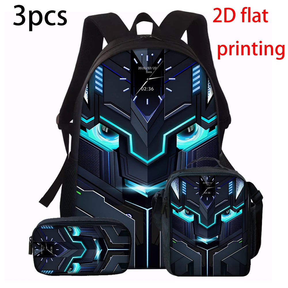 1/2/3/4/5PCS Robot Graphic Backpack Set | Ideal for Daily Travel
