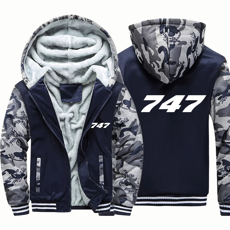Hooded 747 Aviation Pilots Flight Fleece Warm Wool Thick Men Coat Jackets Autumn Winter Hoodies Sweatshirts