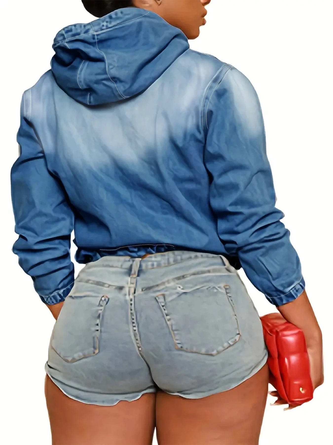 plus Size Women's Casual Hooded Denim Jacket Washed Comfortable Loose Fit Denim Coat for Women