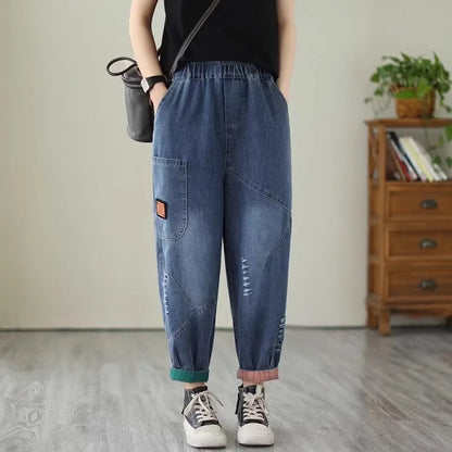 Loose Harlan Jeans Women's Denim Pants Middle-Aged Mom Trendy plus Size.