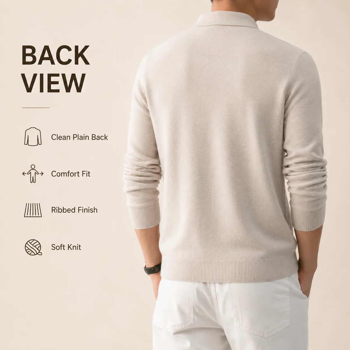 Men's Wool Blend Polo Sweater Heavyweight Warm Knitwear Anti-Pilling Soft Touch Long Sleeve Pullover Autumn Winter