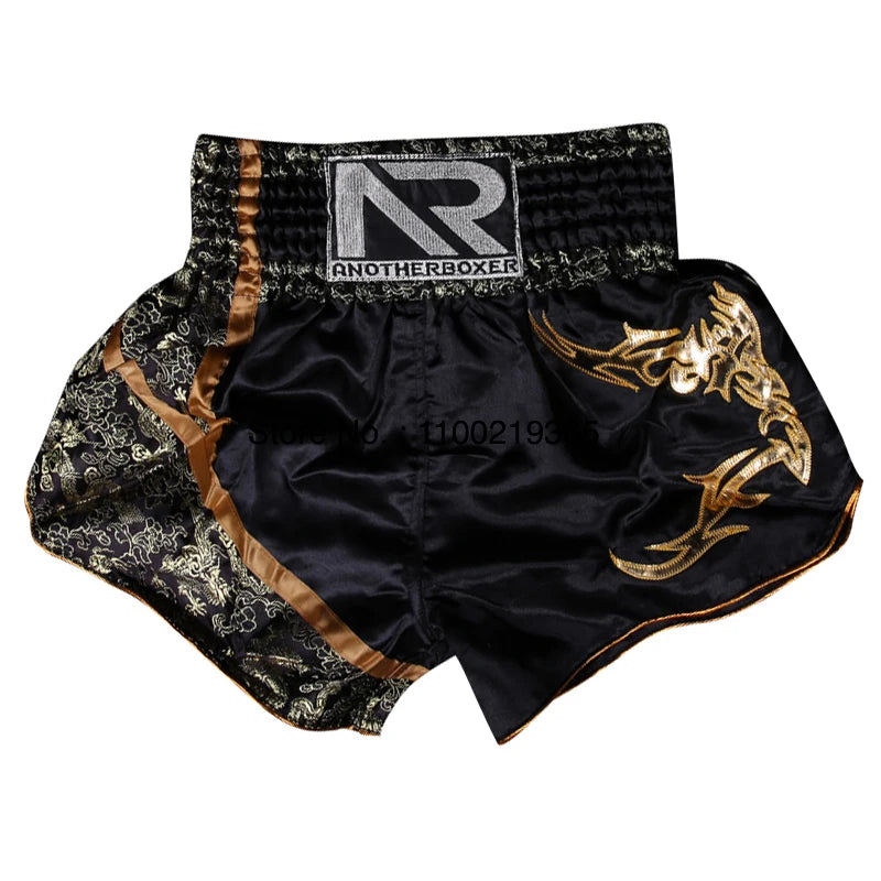 Muay Thai Fight Kickboxing Shorts Fitness Men Women Kids Boxing Shorts Embroidery Thailand Gym Training Black MMA Jujitsu Pants