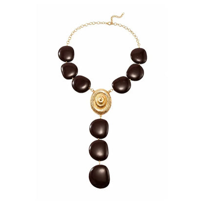 European and American retro plate pendant necklace light luxury high-end Y-shaped collarbone chain niche design necklaces for women