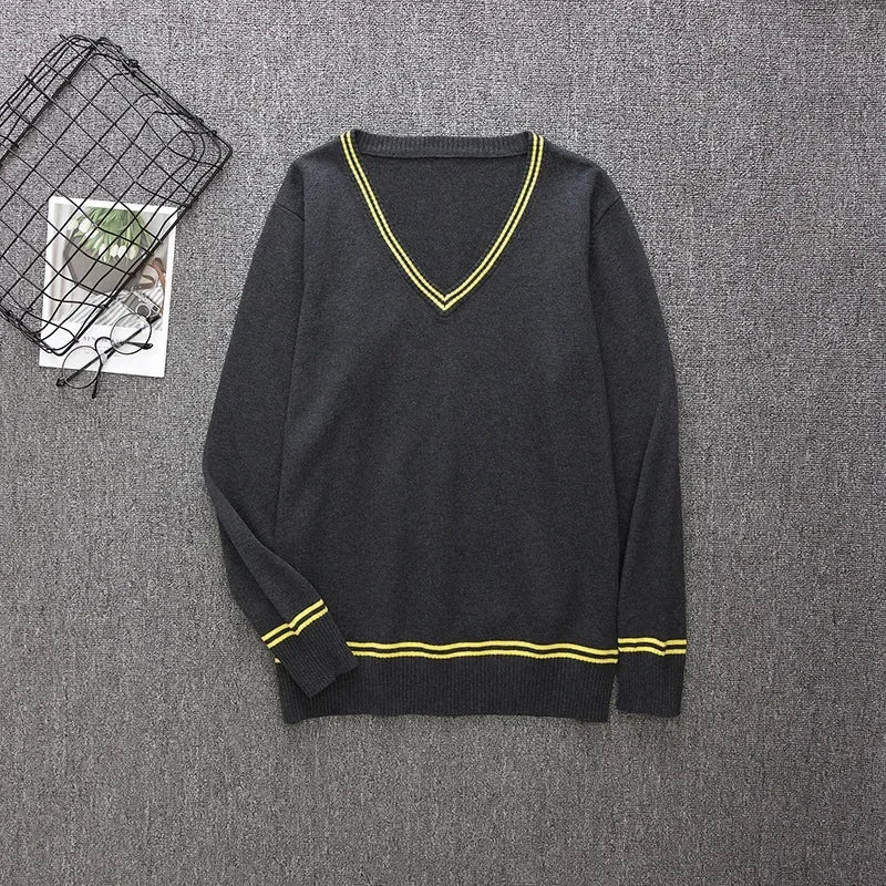 Cosplay Costume Magic School Hufflepuff Ravenclaw Slytherin Wizard V Neck Sweater Uniform Stripe Cotton Sleeveless Knitted Vest