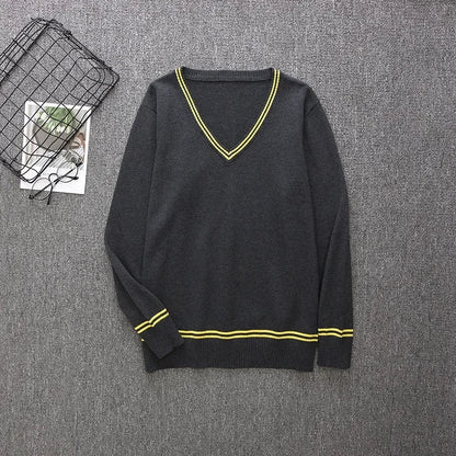 Cosplay Costume Magic School Hufflepuff Ravenclaw Slytherin Wizard V Neck Sweater Uniform Stripe Cotton Sleeveless Knitted Vest