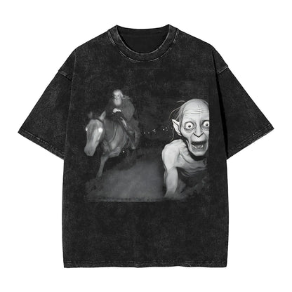Gollum Lords Rings Funny Meme T Shirts Hip Hop Washed Short Sleeve Harajuku T-Shirt Casual for Men Women Streetwear Printed Tees