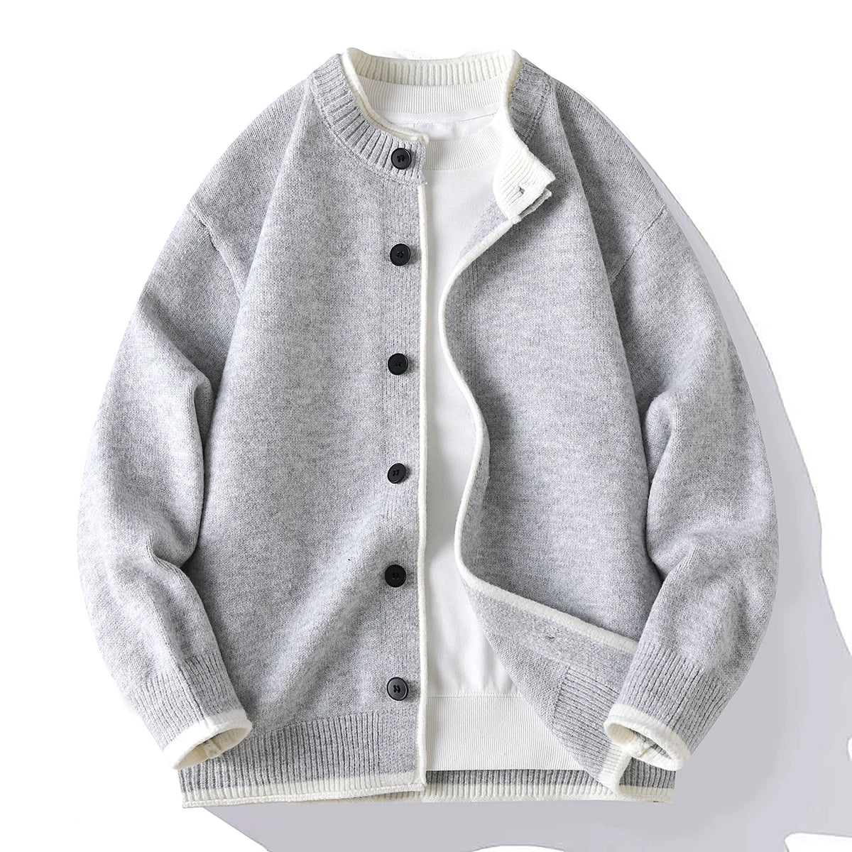 Legible Autumn and Winter Casual Sweater Men Loose Knitted Cardigan Male Round Neck Collar Sweatercoats Man