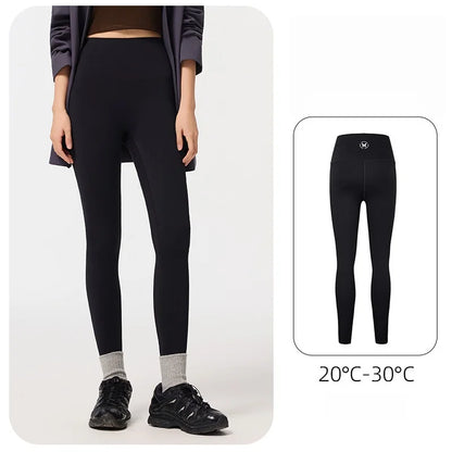 Women's Fleece-Lined Autumn/Winter Outerwear - Non-Slip Thick Tummy-Control Yoga Pants with Seamless Soft Stretch