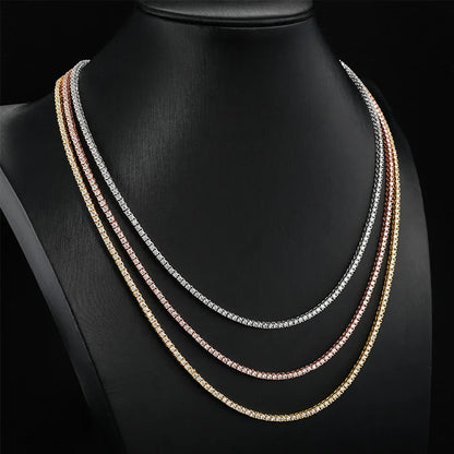 Hip hop jewelry necklace Tennis 3mm-6mm trendy classic tennis chain Copper inlaid zircon single row diamond chain