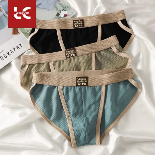 3 pcs Vintage Men High Cut Nylon Briefs ice silk Mesh Cool underpants Soft Breathable Quick Dry Mens underwear