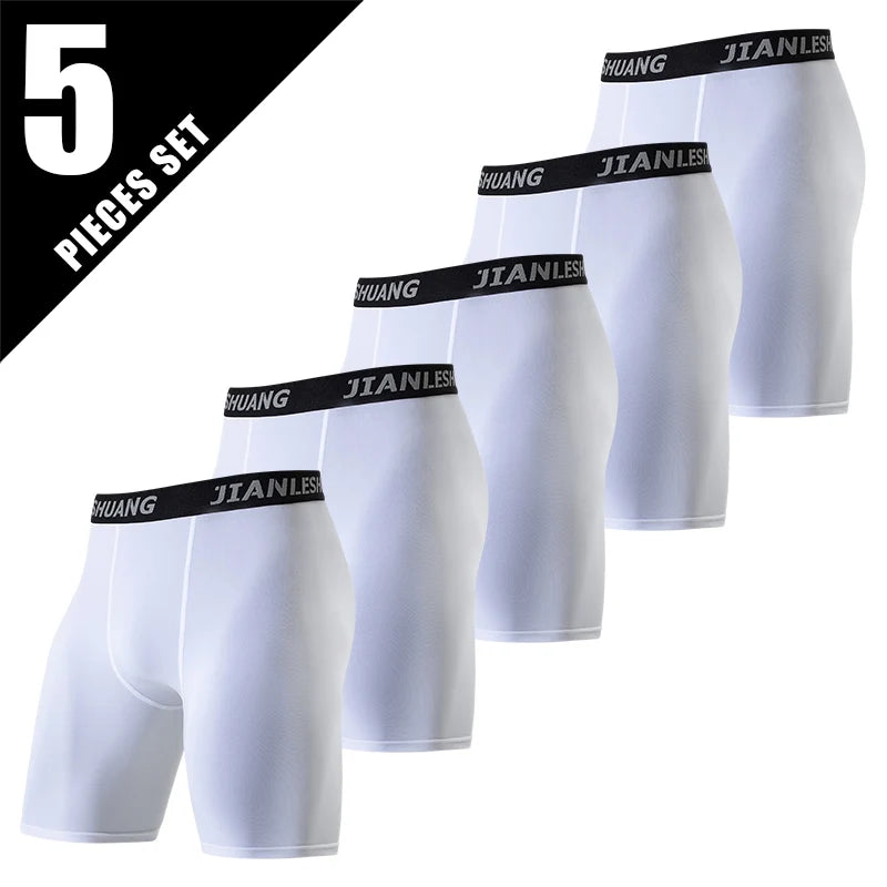 10/5 Piece Set Of Men's Solid Color Classic Long Underwear Quick Drying Youth Sports Comfortable Elastic Casual Boxer Shorts