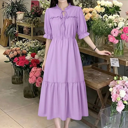 Summer Ruffled Dress ZANZEA Stylish Women Bohemain Short Sleeve Holiday Sundress Elastic Waist Casual Work Dresses A Line Robe