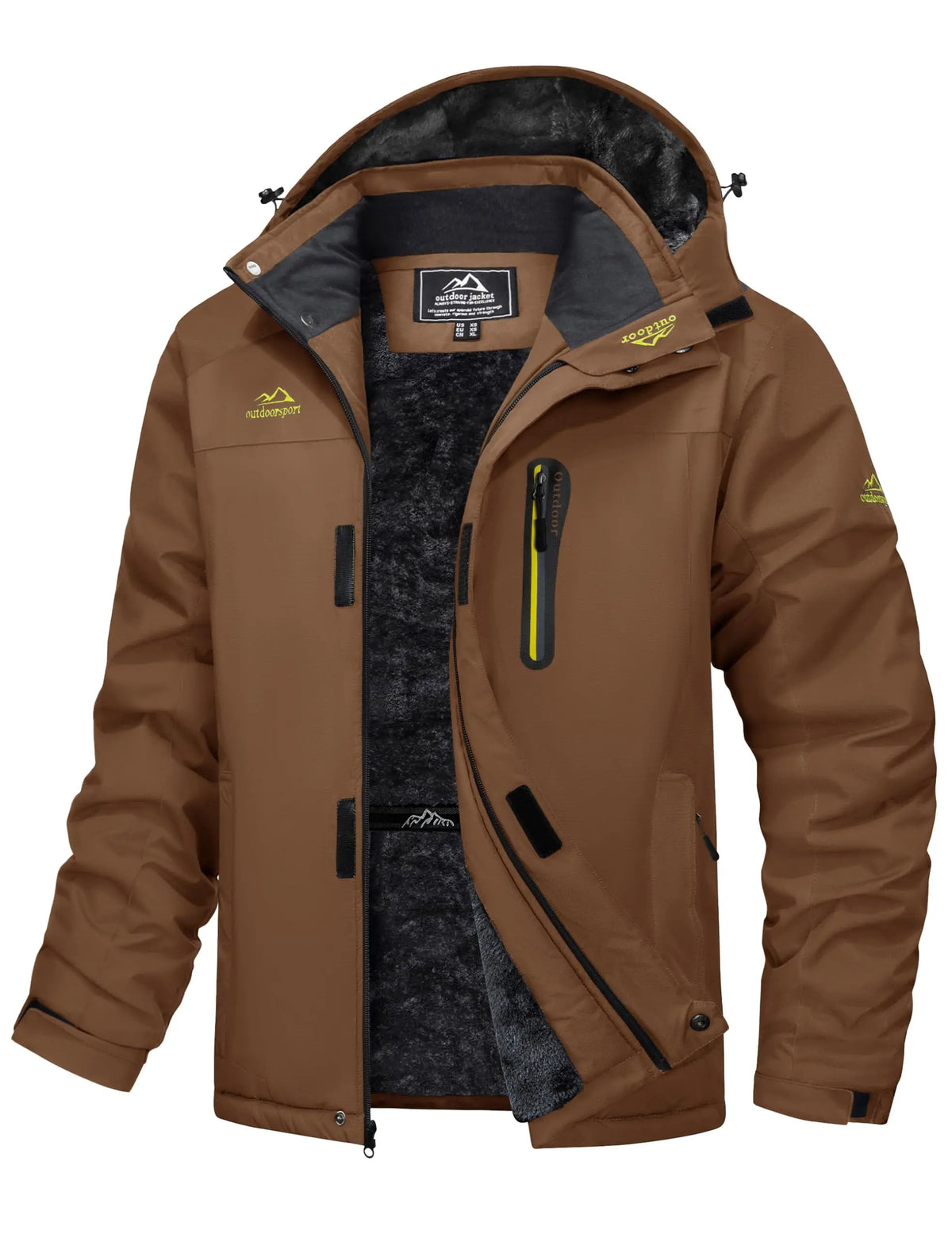 Men's Winter Jacket Waterproof Windproof Fleece Lined Parka Warm Thermal Coat with Removable Hood Outdoor Ski Snowboard Jacket