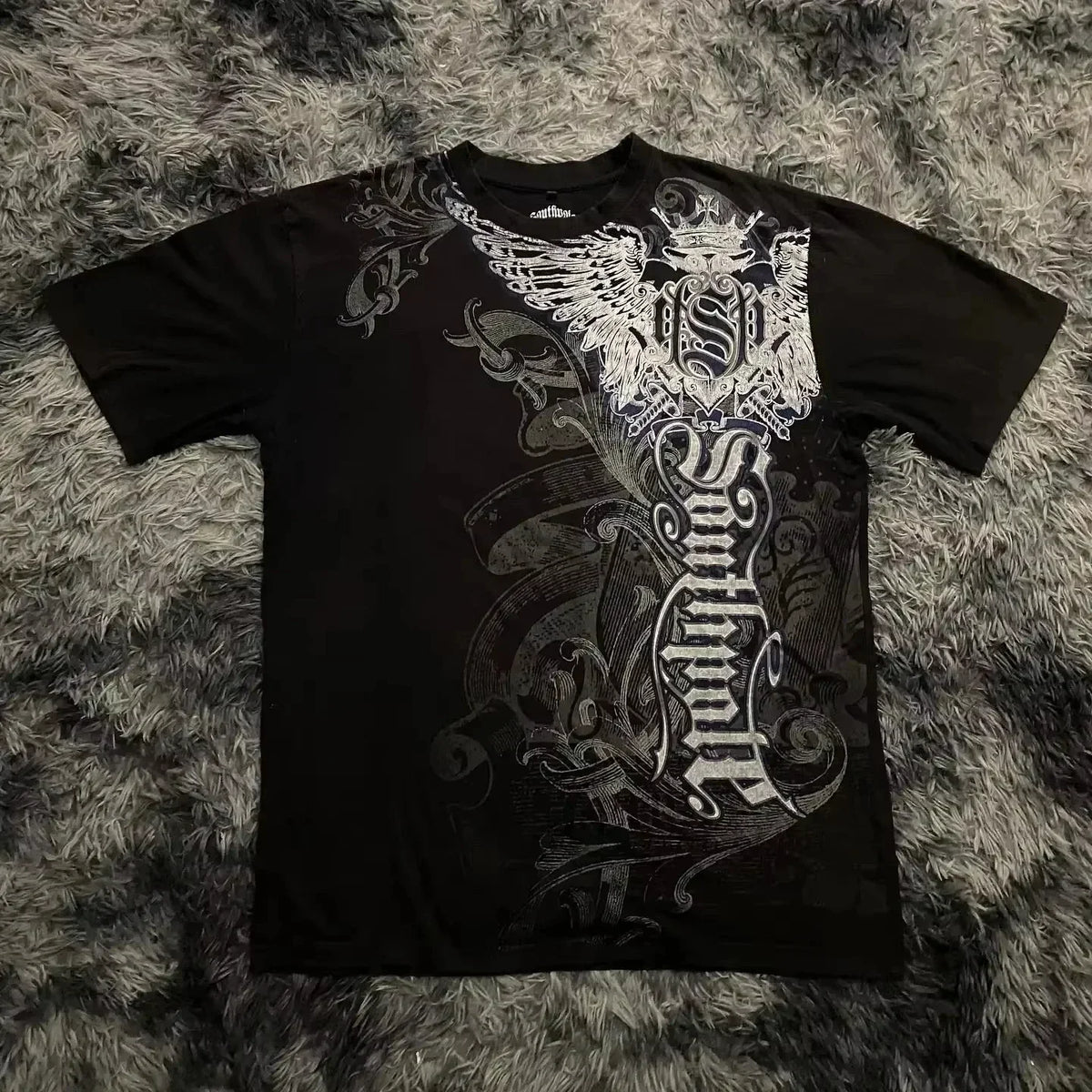 Retro Classic Gothic Style T-shirt Print Oversized Shirt High Street Shirts Gothic Round Neck Cotton Tops New Mens Women T Shirt