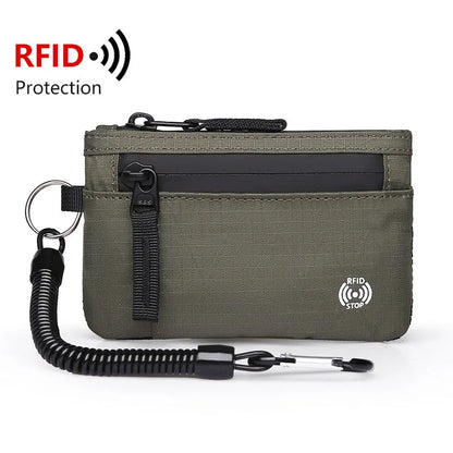 Zipper Rfid Wallet Mini Coin Purse Women Men's Nylon Short Wallet Retro Key Card Holder Small Money Bag Trend Youth Mini Handbag