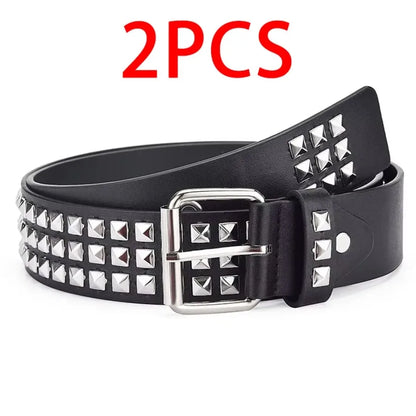 Fashion New Square Bead Rivet Belt Metal Pyramid Belt Men and Women Punk Hardware Jeans Belt Y2K Belt Designer Belt Women's Bel