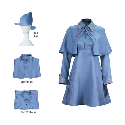 Wizard School Witch Fleur Isabelle Delacour Cosplay Costume Beauxbaton Magic Women School Uniform Hat Dress Suit Adults Children