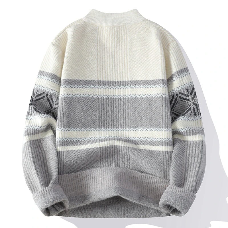 Men's Fashion stripe pattern Sweaters 2024 Autumn/Winter Loose Knittwear Men sweater youth Thick Warm wool pullovers M-4XL ﻿