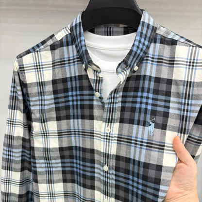 Luxury Brand Embroidery 100% Cotton Long Sleeved Shirt Men's New Shirt Men's Casual Loose Top Business Men