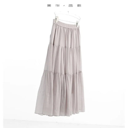 60-Count Pure Ramie Cake Skirt, Mid-Length Beach Vacation Skirt for Women, New Summer 2026 Style