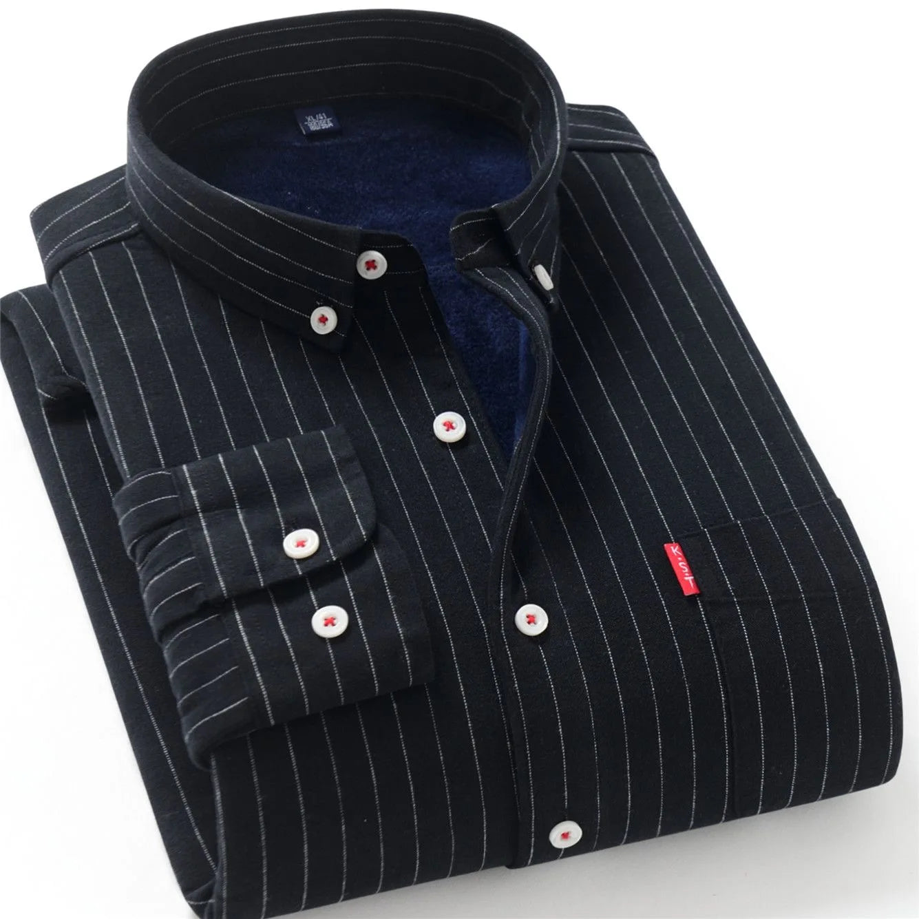 Men's Thickened Flannel Warm Striped Shirt Autumn Winter Casual Style Wear Resistant Durable Outerwear Youth Popular Fashion