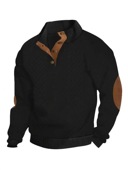 2026 Men's Spring and Autumn Hot Selling Fashionable Men's Casual Standing Collar Long Sleeved Jacquard Lapel Pullover Sweater