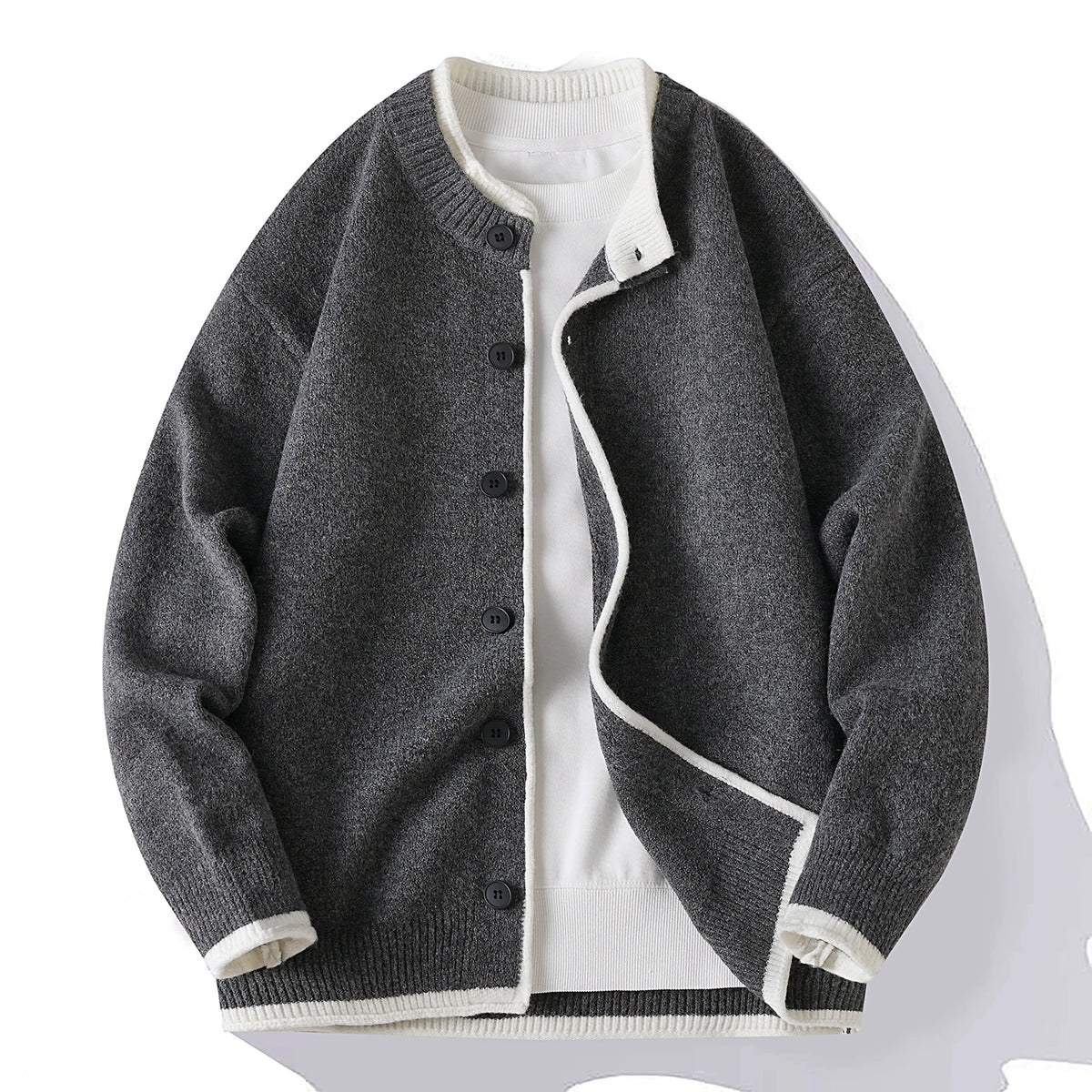 Legible Autumn and Winter Casual Sweater Men Loose Knitted Cardigan Male Round Neck Collar Sweatercoats Man