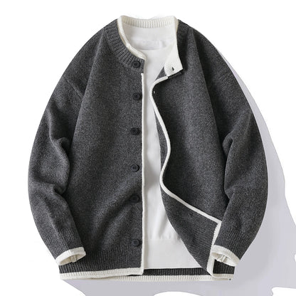 Legible Autumn and Winter Casual Sweater Men Loose Knitted Cardigan Male Round Neck Collar Sweatercoats Man