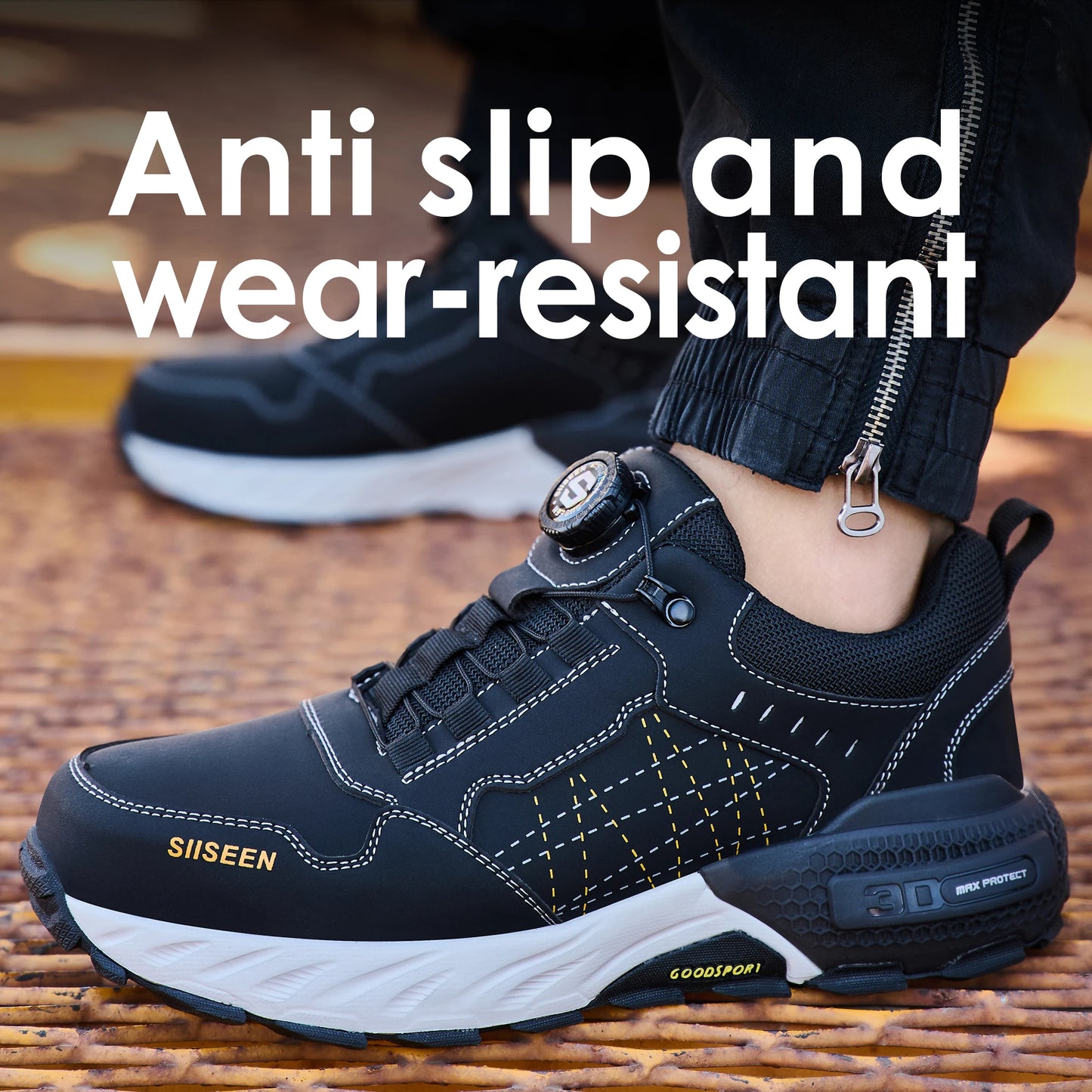 NEW Work Safety Shoes for Men Steel Toe Cap 4.0 KEVLAR Rotating Button Work Sneakers Anti-smash Puncture-Proof Shoes Work Boots