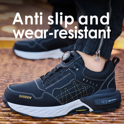 NEW Work Safety Shoes for Men Steel Toe Cap 4.0 KEVLAR Rotating Button Work Sneakers Anti-smash Puncture-Proof Shoes Work Boots