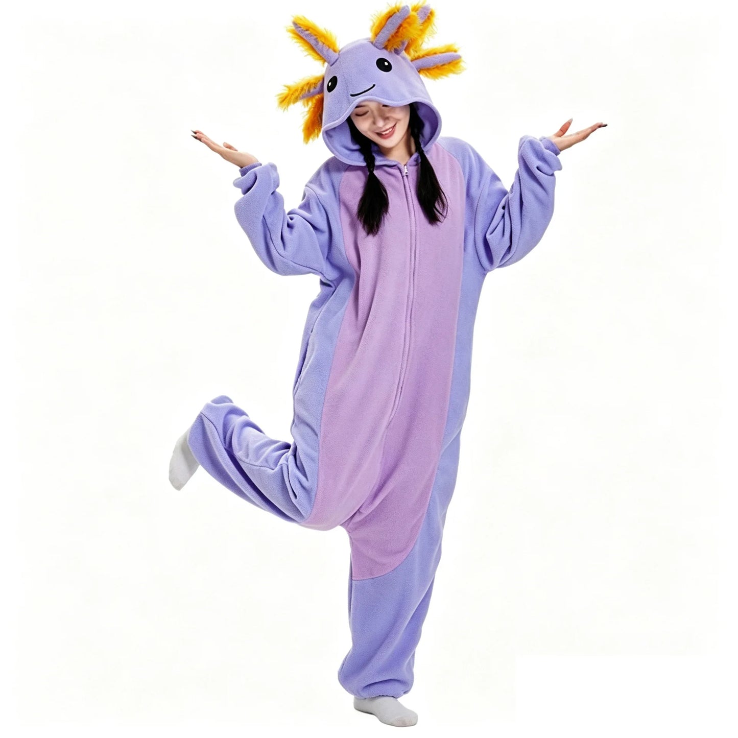 Animal Axolotl Kigurumi Pyjamas Halloween Family Onesie Adult Cartoon Purple Pink Blue Pajama Cosplay Party Women Men Homewear