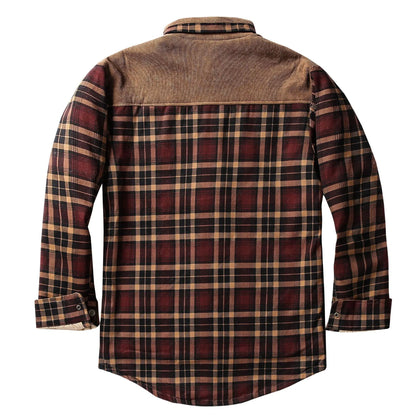 EU Men's Flannel Shirt Jacket Men Warm Fleece Lined Plaid Long Sleeve Coat Cotton Outdoor Men Winter Jacket