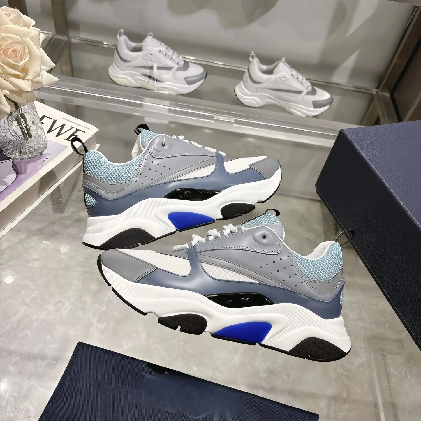 Men's Sport Shoes High Version B22 Cowhide Lightweight Breathable Mesh Contrast Color Laces Reflective Comfortable Unisex