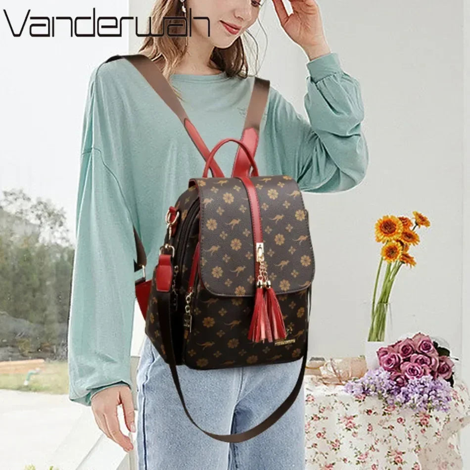 Ladies Backpack Designer High Quality Leather Women Bag Luxury Fashion Printing Large Capacity Backpacks Sac