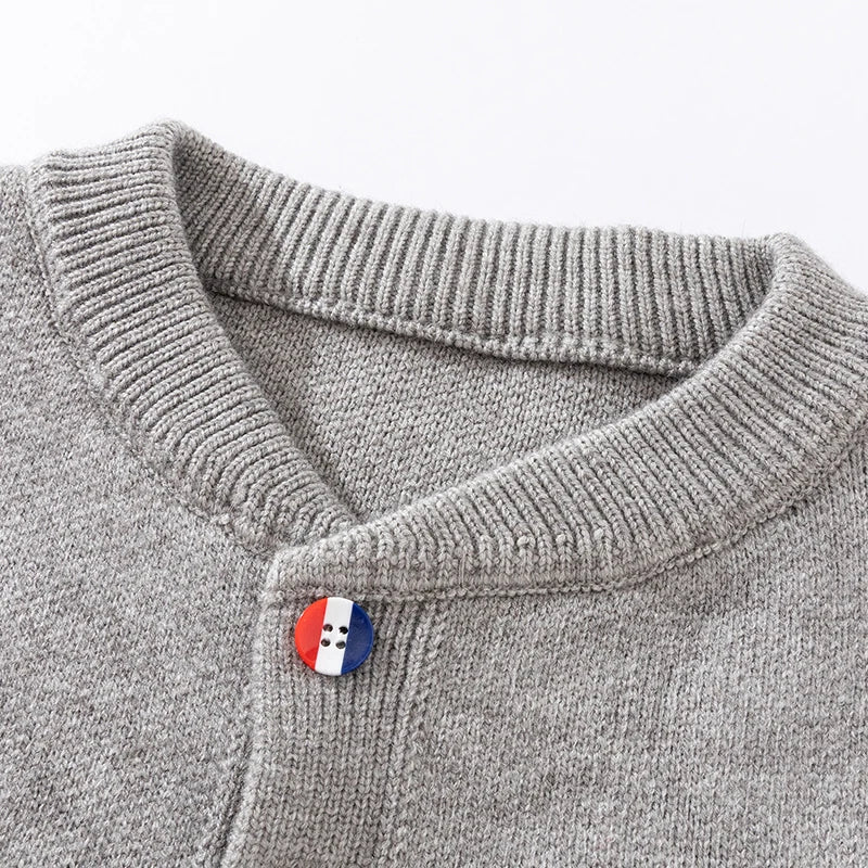 Couple Style Long-Sleeved Cardigan Knitwear Round Neck Button Striped Design High Quality Stamp Casual Fashion Keep Warm Coat