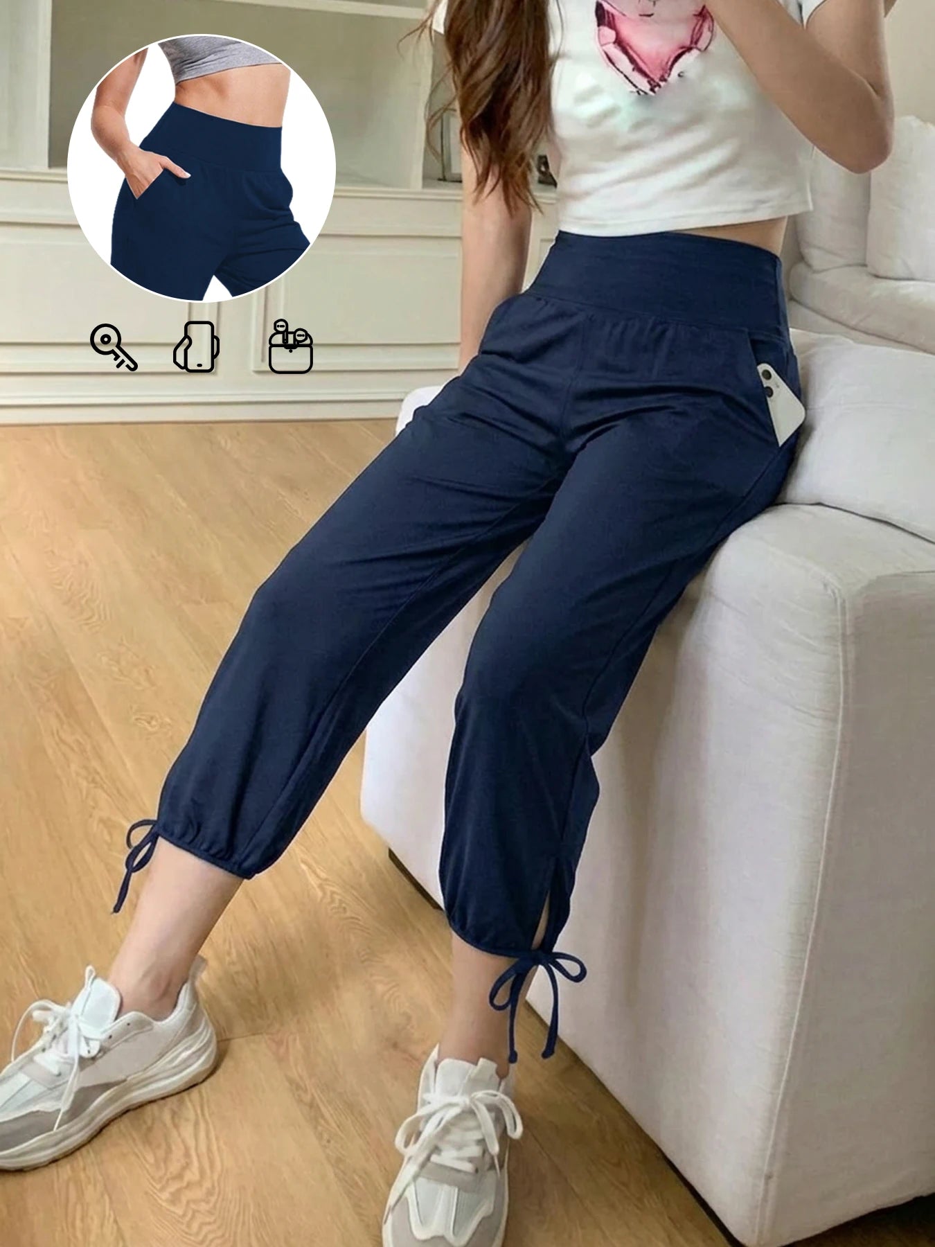 Womens Yoga Pants Capri Loose Workout Sweatpants Comfy Lounge Joggers with Pockets