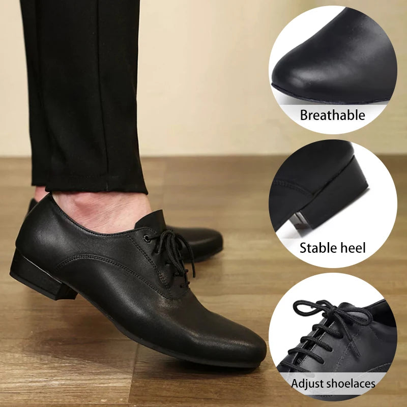 Men Latin Dance Shoes For Rumba Waltz Ballroom Party Salsa Tango Modern Dance Shoes Patent/Matte Leather Boy's Dance Sneaker