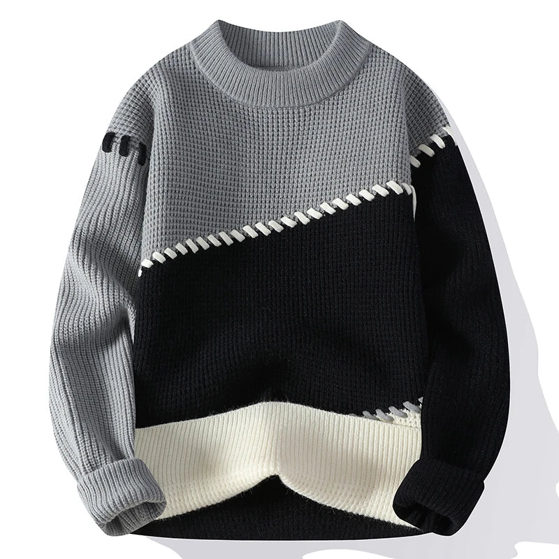 Men's Fashion stripe pattern Sweaters 2024 Autumn/Winter Loose Knittwear Men sweater youth Thick Warm wool pullovers M-4XL ﻿