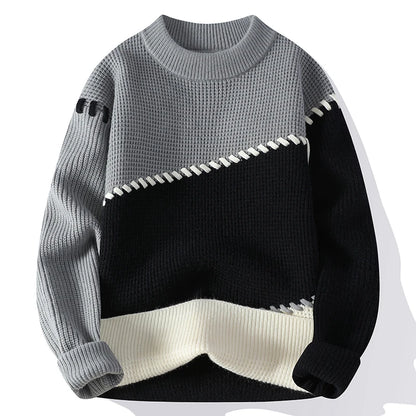 Men's Fashion stripe pattern Sweaters 2024 Autumn/Winter Loose Knittwear Men sweater youth Thick Warm wool pullovers M-4XL ﻿