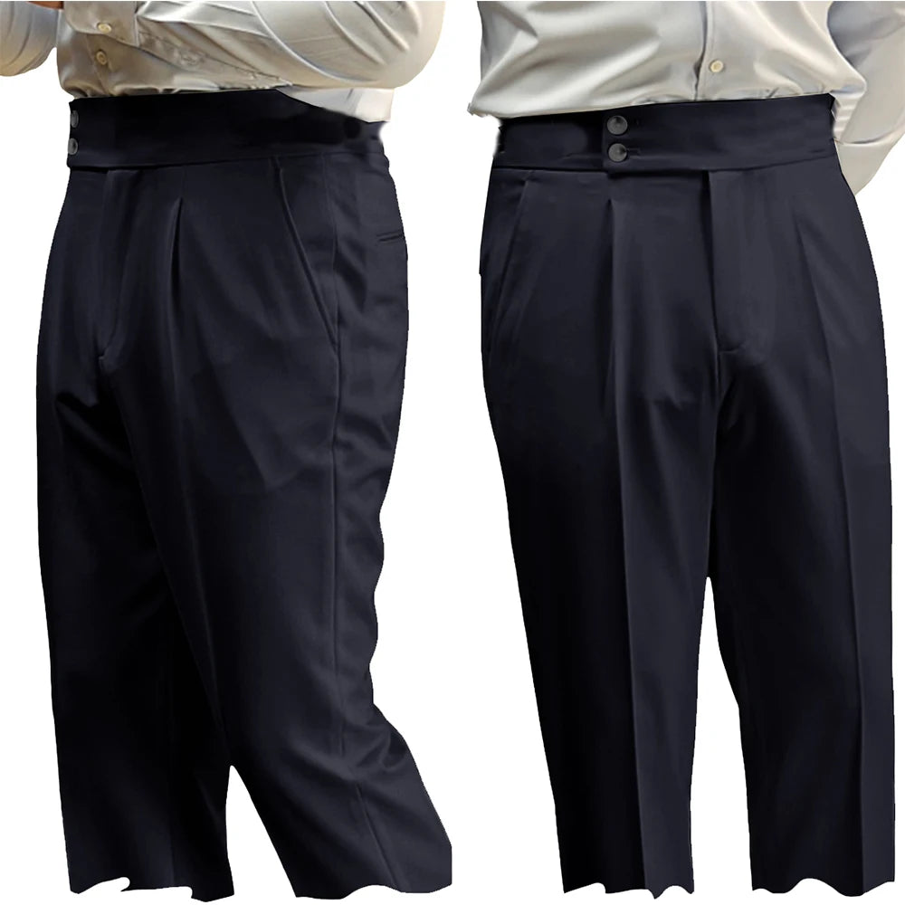 New Casual Solid Color Suit Trousers Men Spring Trendy Belt High Waist Pants Male Business Office Fashion Pleated Straight Pants
