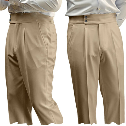 New Casual Solid Color Suit Trousers Men Spring Trendy Belt High Waist Pants Male Business Office Fashion Pleated Straight Pants