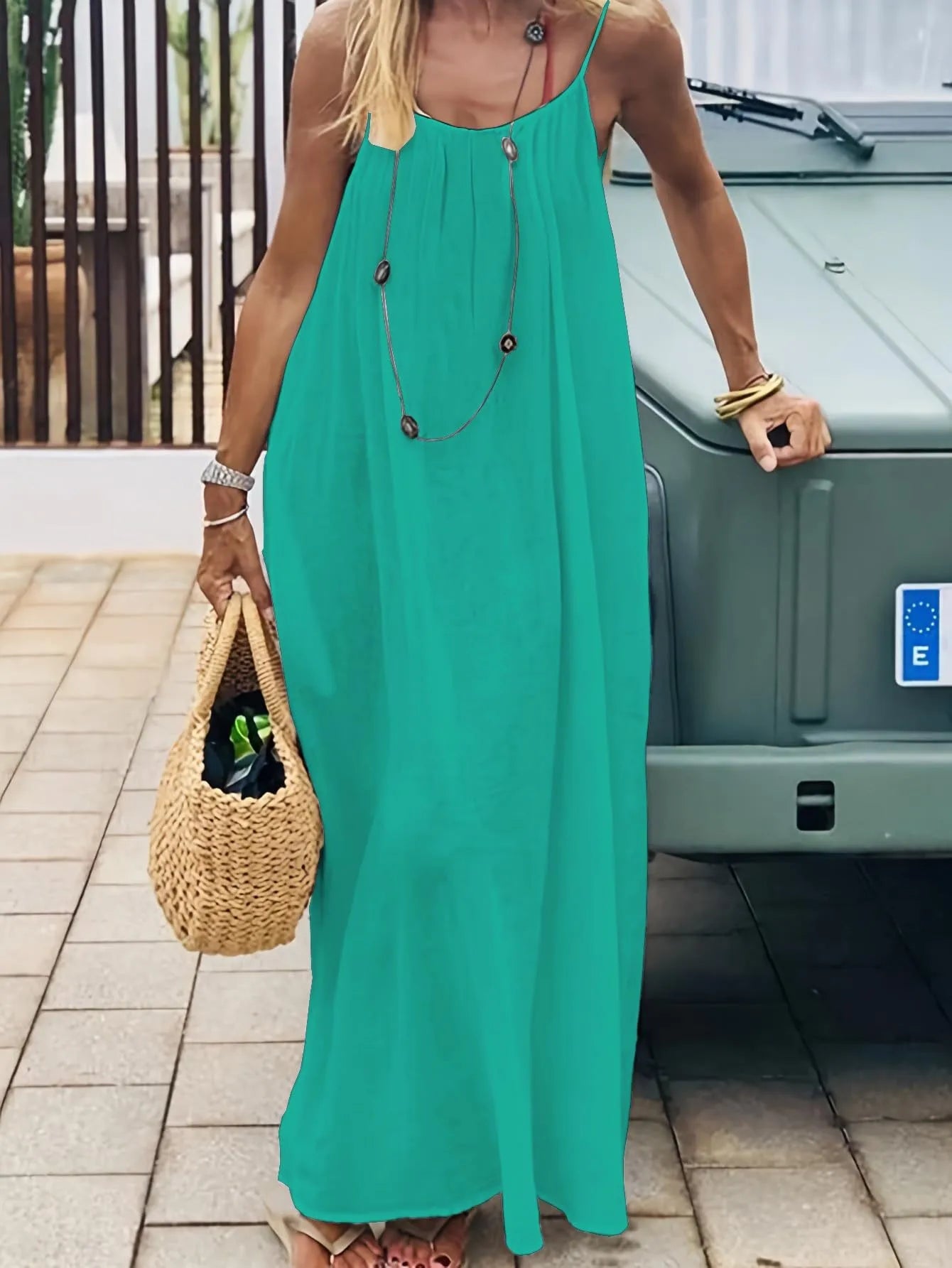 Women's 2026 Summer Ice Silk Crepe Maxi Dress, Solid Color Backless Ruched Spaghetti Strap Casual Long Dress for Beach Vacation