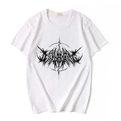 Women T-shirt 90s Vintage Hip Hop Streetwear Kawaii Fashion Casual Tops Men's T Shirt Lightning Letter Print Y2K Goth Punk